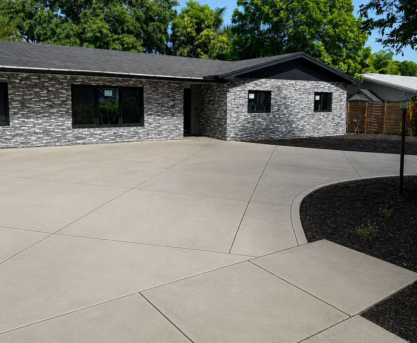 Completed concrete driveway installation in South Florida